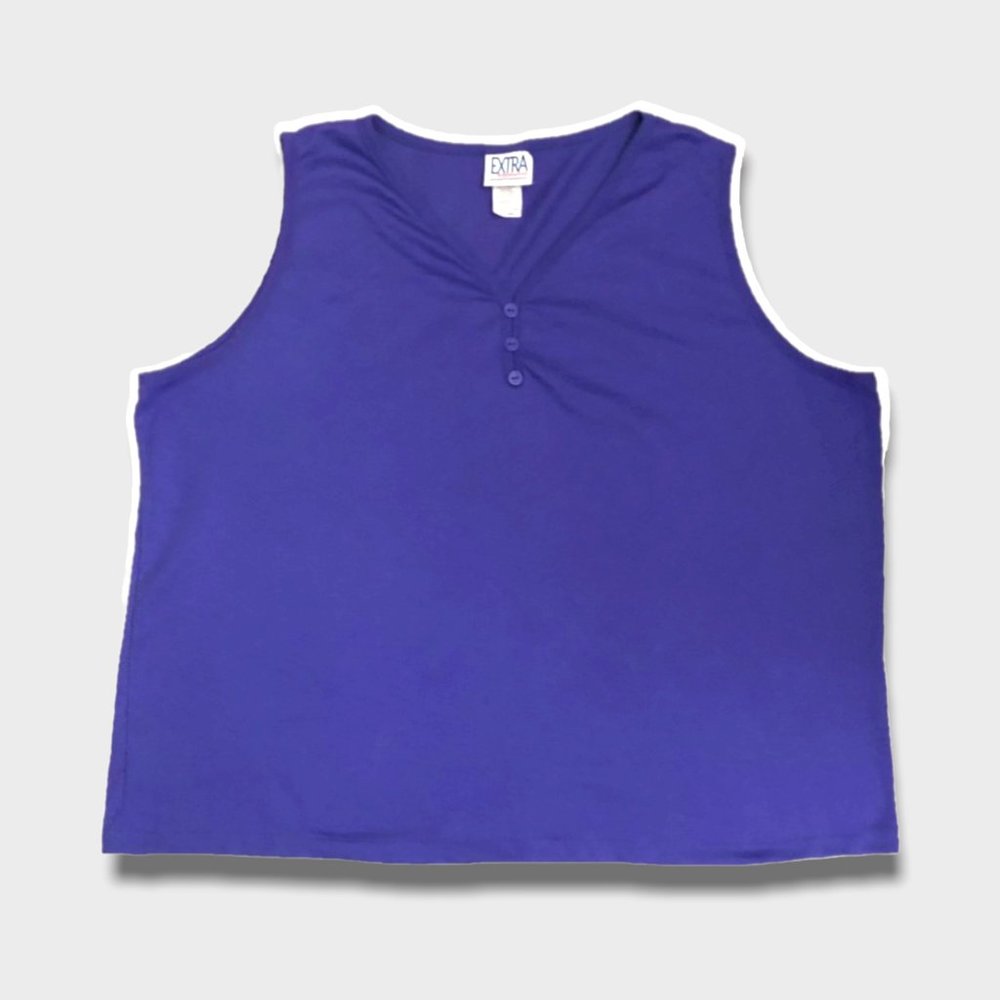 Extra Elements 90s Dark Purple Pull Over Sleevele… - image 1